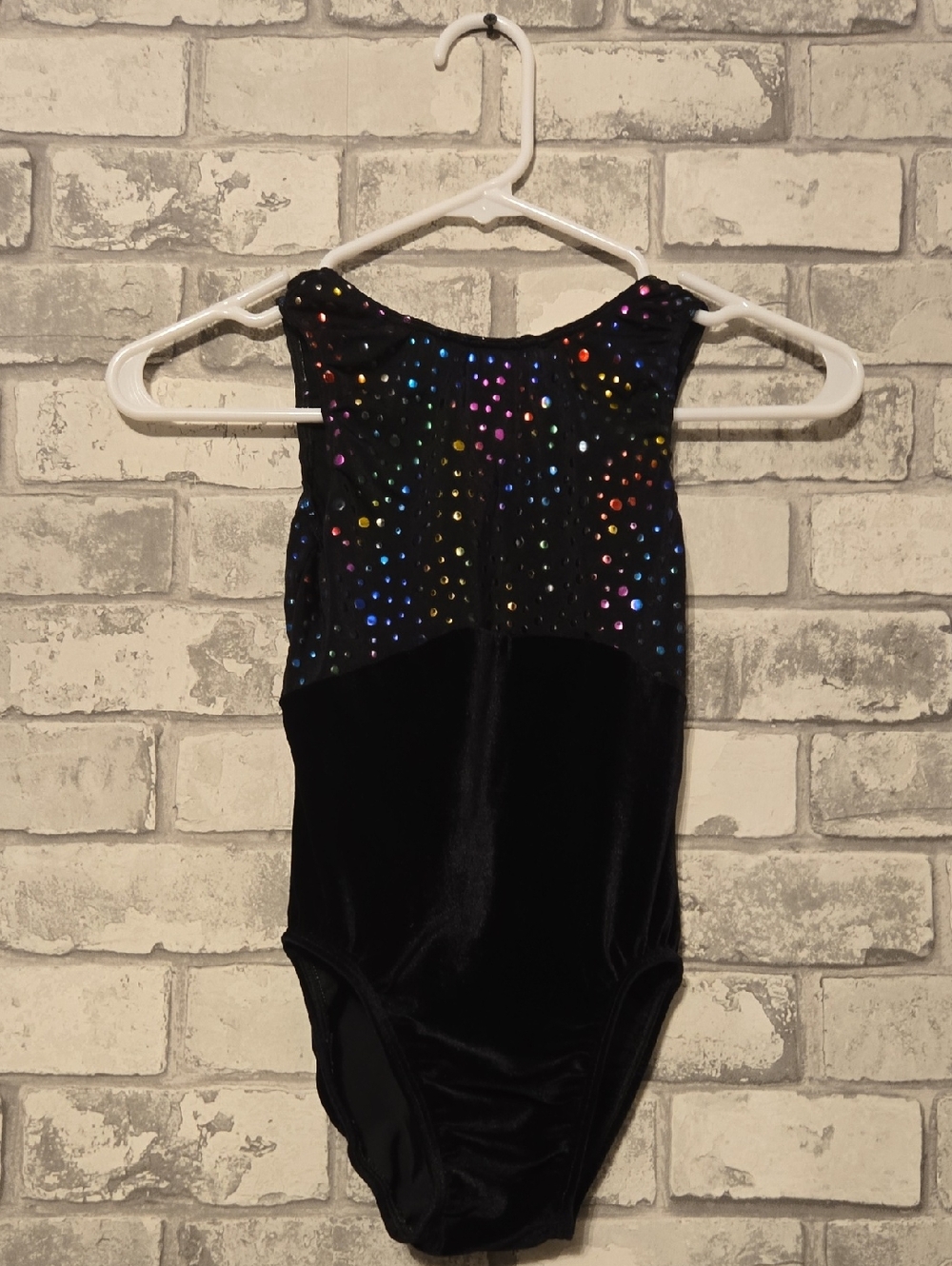 Girls' Black Sparkle Rhinestone Gymnastics Leotard